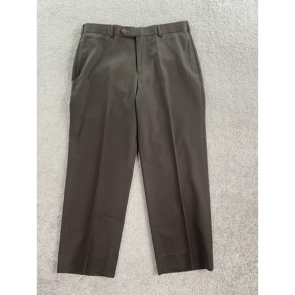 Brooks Brothers Pants Men 34x26 Taupe Wool Luxury Designer Madison 1818 Luxury